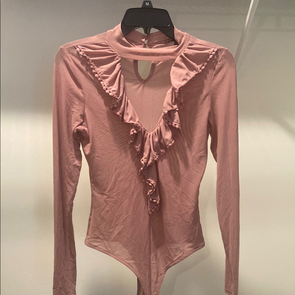 Iris Pink Ruffled Long Sleeve Bodysuit
